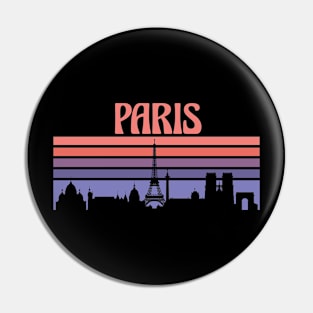 Paris City Skyline Sunset Pin