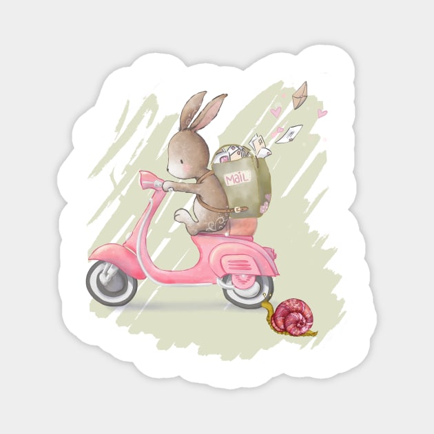 Mail Bunny Magnet by Lyn's Pixels