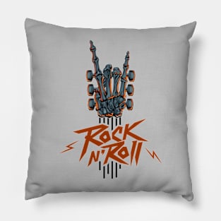 Guitar Neck Skeleton Hand Rock and Roll Guitar Pick Merch Pillow