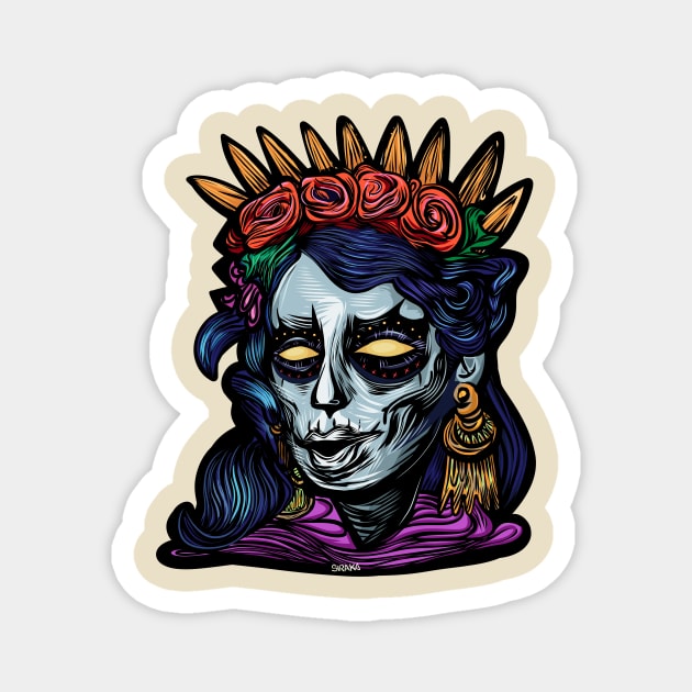 Frida Sugar Skull por sirako Magnet by ANDYWARHORE