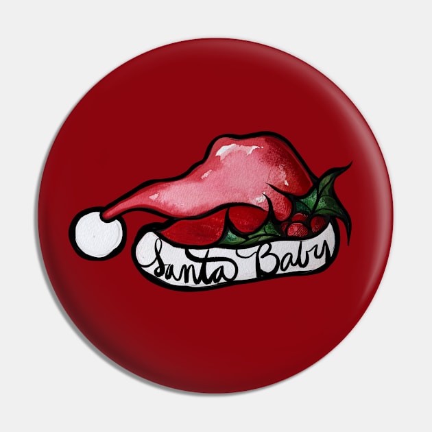 Santa Baby Christmas Hat Pin by bubbsnugg