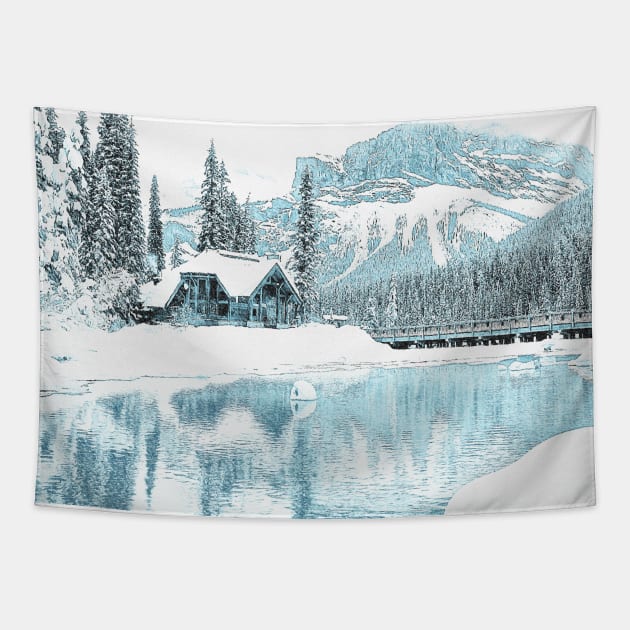 Winter Morning in the Mountain House Tapestry by AlexMir