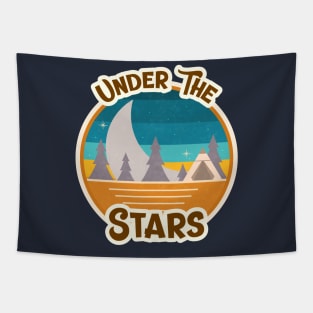 Under The Stars / Campfire / Retro Design / Camping Lovers / Vintage Design Tapestry