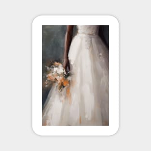 Fleeting Moment: Bride Dropping Bouquet Painting Magnet