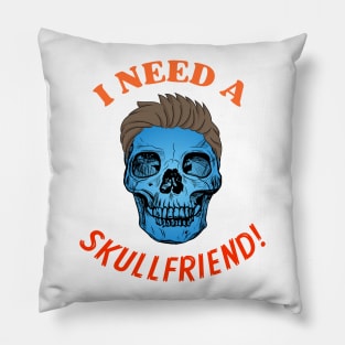 SKULLFRIEND -1- Skull with Hair | Happy Halloween | Funny Halloween | Halloween Costume Pillow