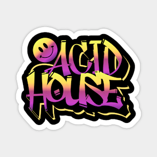 ACID HOUSE  - Graffiti Smiley (purple/gold) Magnet