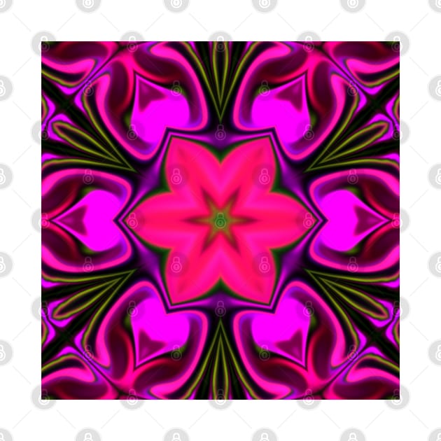 Psychedelic Hippie Flower Pink Purple and Black by WormholeOrbital