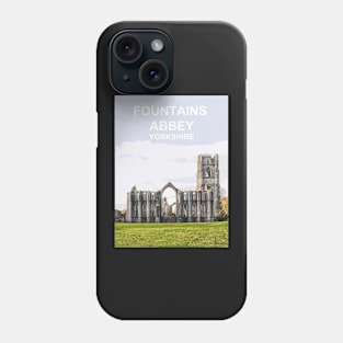 Fountains Abbey, North Yorkshire UK. Travel poster Phone Case