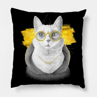 The charcoal cat (black version) Pillow