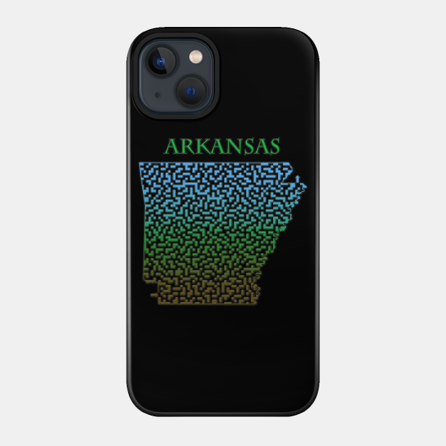 Arkansas State Outline Colorful Maze & Labyrinth - Arkansas - Phone Case