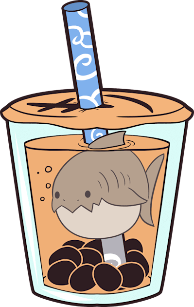 Thai Tea Boba Shark Kids T-Shirt by kinokashi