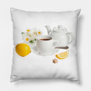 Lemon Tea and Daisies Pillow