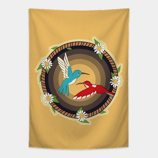 Couple Matching  Retro Romantic Couples Birds Tapestry by alcoshirts