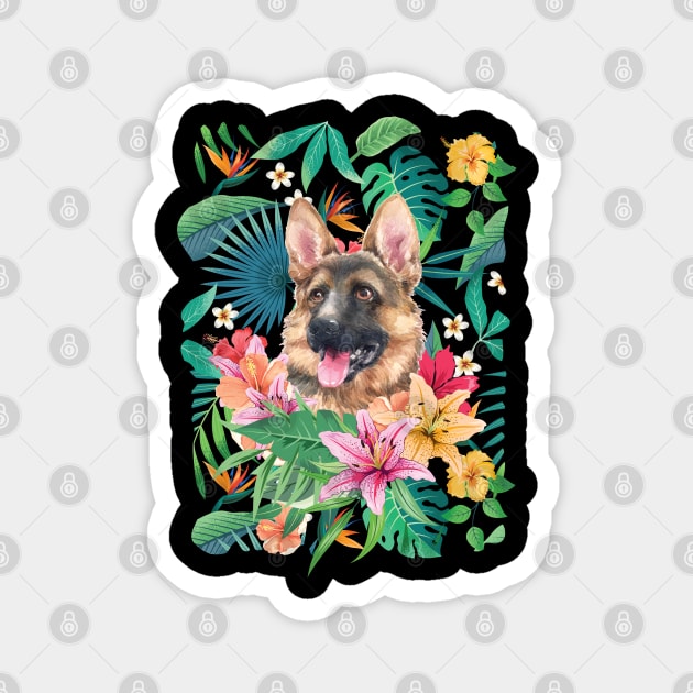 Tropical Tan German Shepherd Dog 2 Magnet by LulululuPainting