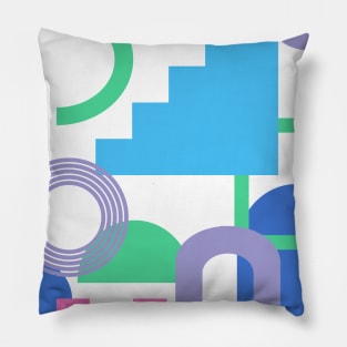 Abstract Shape Collage in Bright 90s Colors Pillow