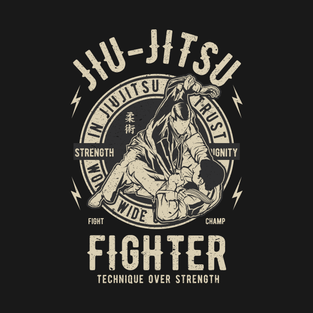 Jiu Jitsu Fighter - BJJ Kämpfer Retro Grafik by Panda Pope