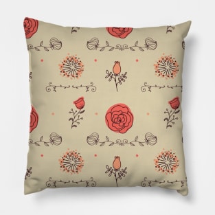 Elegance Seamless pattern with flowers, vector floral illustration in vintage style Pillow