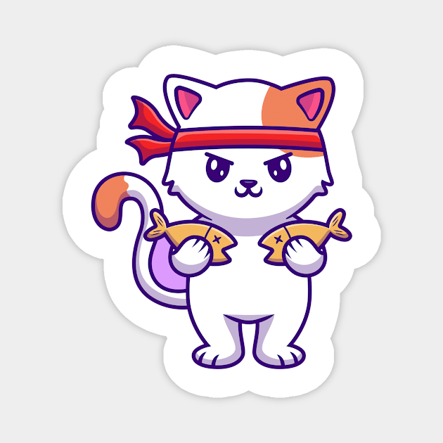 Cute angry ninja cat Magnet by Custom Style