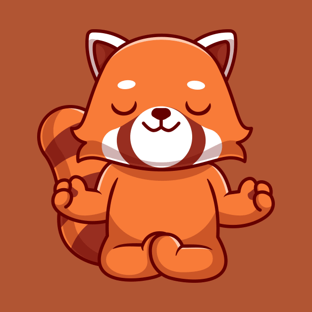 Cute Red Panda Doing Yoga Cartoon by Catalyst Labs