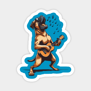 Dog Playing Guitar Singing Boerboel Bull Mastiff Magnet