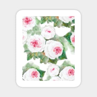 white and pink roses watercolor pattern Edit Magnet