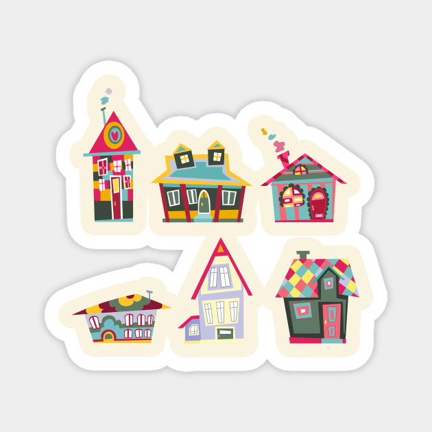 Decorative Houses Magnet by DigiToonsTreasures