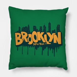 New York Brooklyn - Brooklyn Schriftzug - Brooklyn Logo mit skyline Pillow