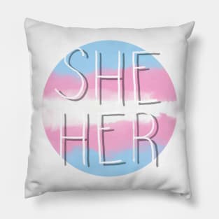 She/Her Trans Flag Pillow