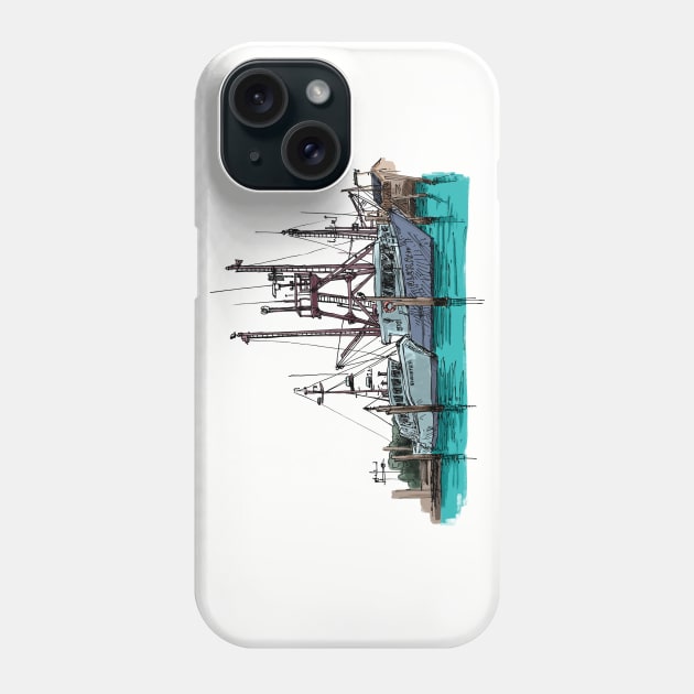 Montauk Fishing Boats Phone Case by enoogs