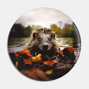 Hedgehog in leaves Pin