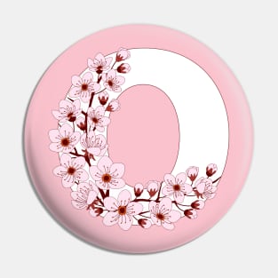 Colorful capital letter O patterned with sakura twig Pin