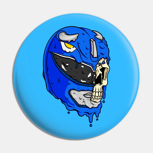 Blue Half Skull Ranger Pin by CalebLindenDesign