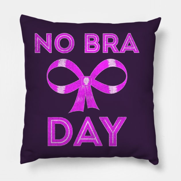 No Bra Day Breast Cancer Awareness Pillow by Sofiia Golovina