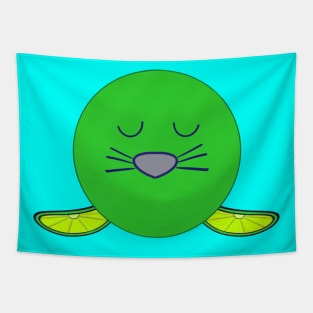 Kawaii Cute Lime Baby Seal Tapestry