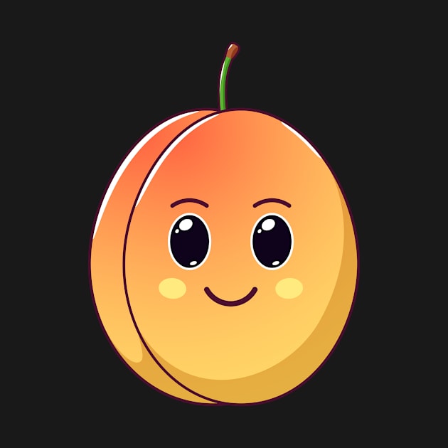 Cute Kawaii Apricot, Cartoon Ripe Fruit by DmitryMayer