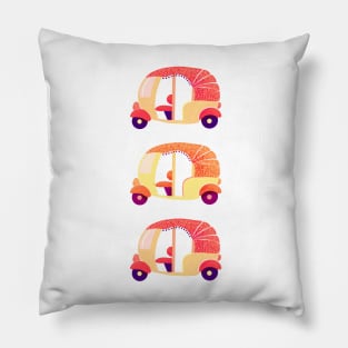 Orange and red hippie rickshaws Pillow