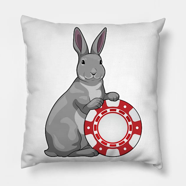 Rabbit Poker Poker chips Pillow by Markus Schnabel