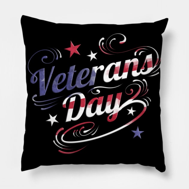 US Flag Colored Logo For Veterans Day Pillow by SinBle