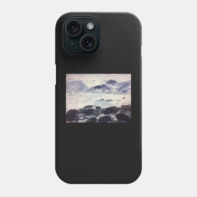 Snowy mountain scene Phone Case by Juliejart