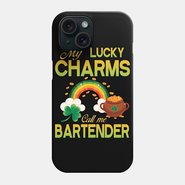St Patrick Gold Shamrocks My Lucky Charms Call Me Bartender Phone Case by bakhanh123