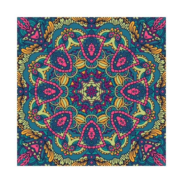 Colorful Oriental Rug Mandala Boho Pattern by jodotodesign