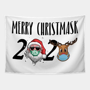 Merry Christmask 2020 Christmas Santa Reindeer Face Mask Tapestry