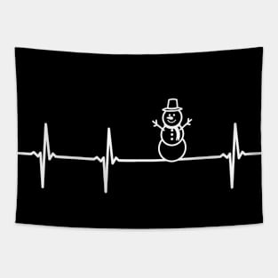 Heartbeat snowman white Tapestry