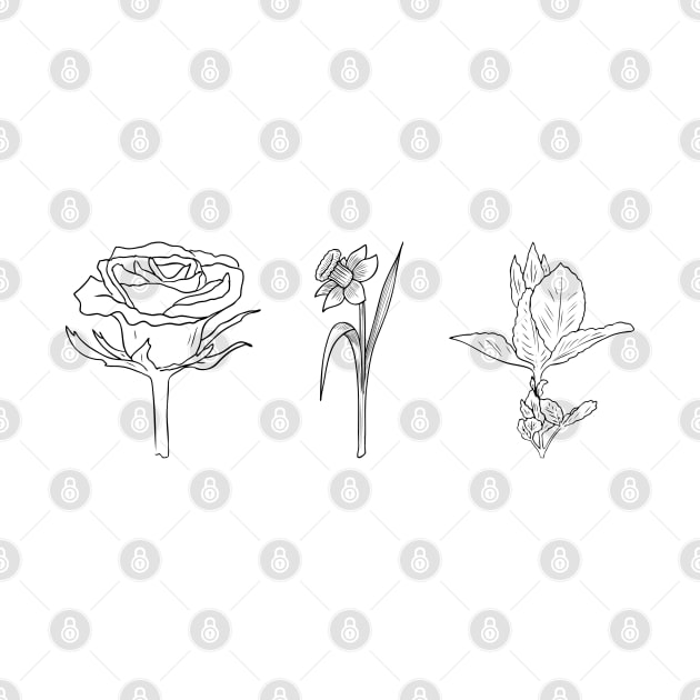 black rose flower line art design by Artistic_st