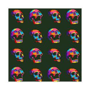 Skull Pattern Wpap Style Green Background T-Shirt