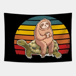 Speed is relative Sloth riding turtle funny gift Tapestry