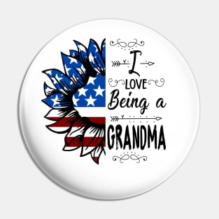 Vintage American Flag I Love Being A Grandma Happy Independence Day Pin