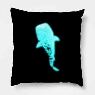 Glowing Blue Neon Whale Shark Optical illusion Pillow