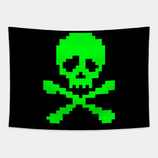 Neon Green Punk Skull Tapestry