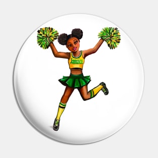 jamaican Reggae Rasta Inspirational motivational affirmation Cheer leader- Cheer Squad - anime girl cheerleader with Afro hair Jamaica Pin